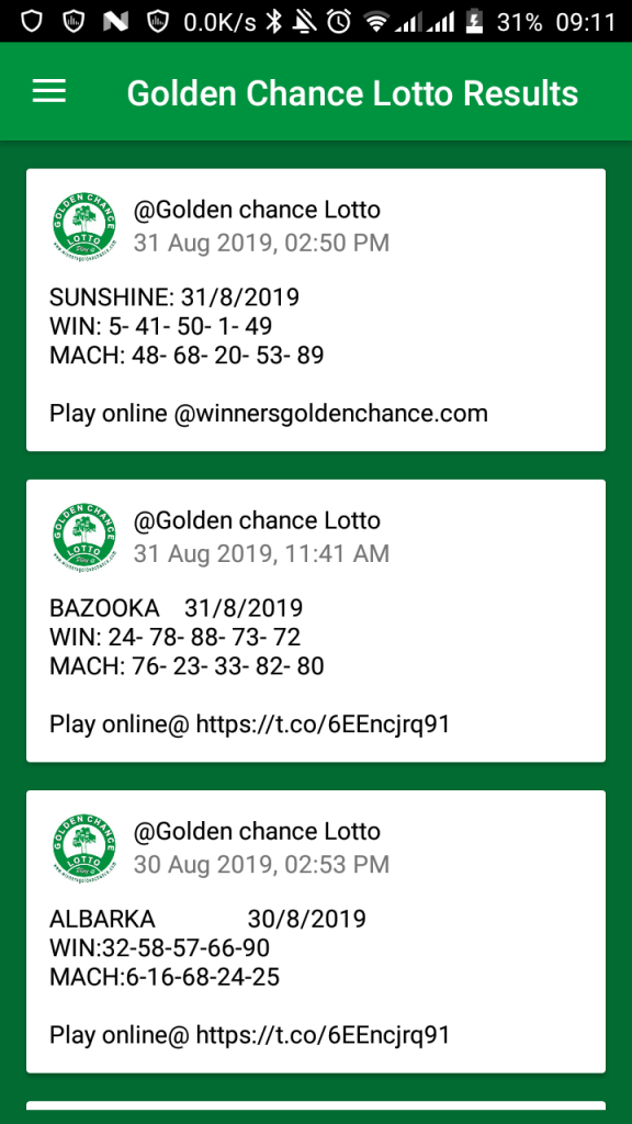 green lotto result for today game